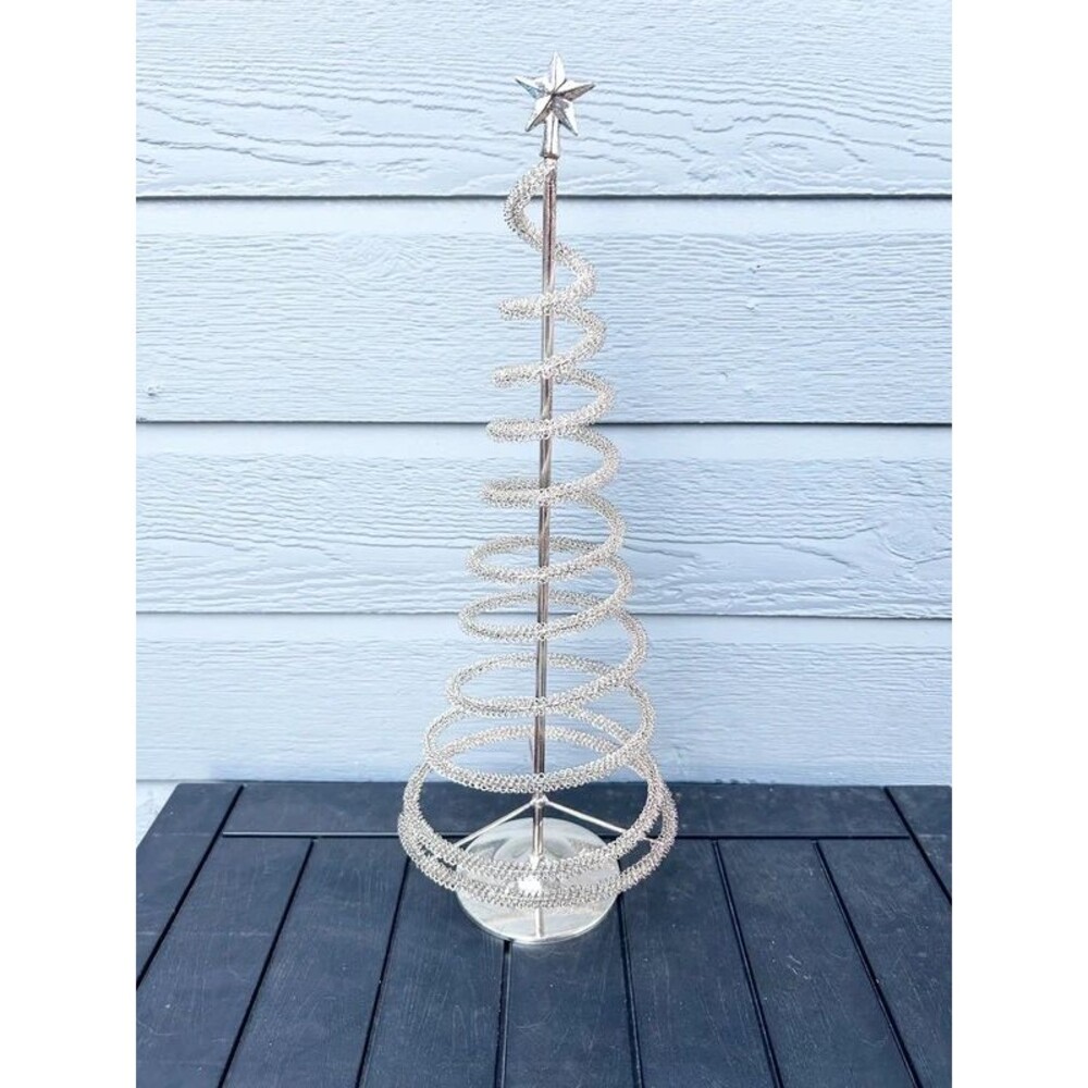 Spiral Metal Chrome Vintage Christmas Tree Figure Decor